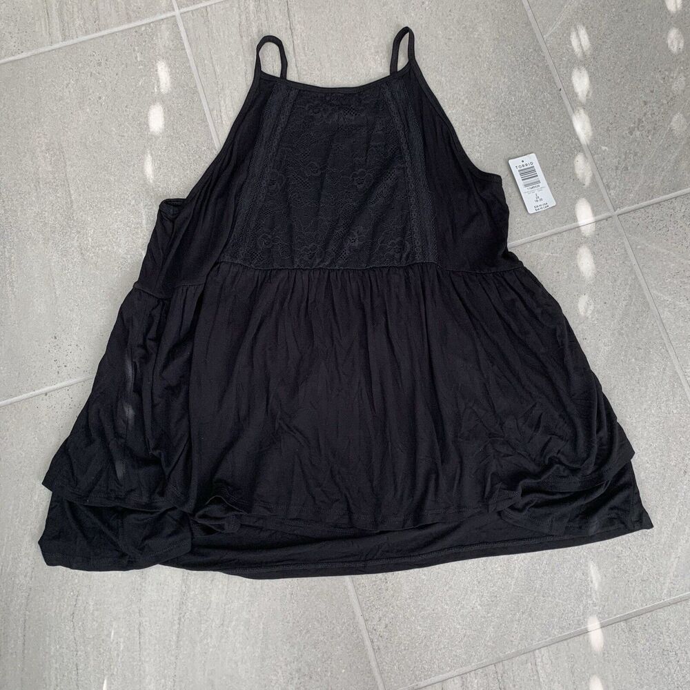 Torrid 2X Black Lace Tank Top  Blouse NWT
